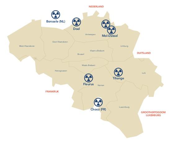 plan met kerncentrales in en rond België
